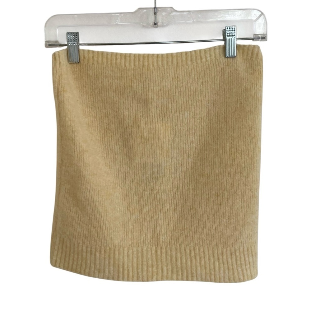 Sezane Orianna Merino Wool Blend Knit Tube Top in Pale Yellow NWT XXL